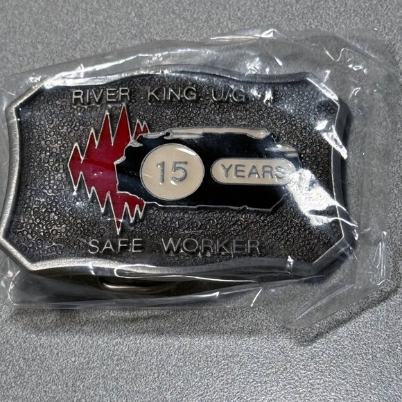 Vintage River King U/G #1 Safe Worker 15 Years Belt Buckle Coal Mining Mine - Picture 2 of 3